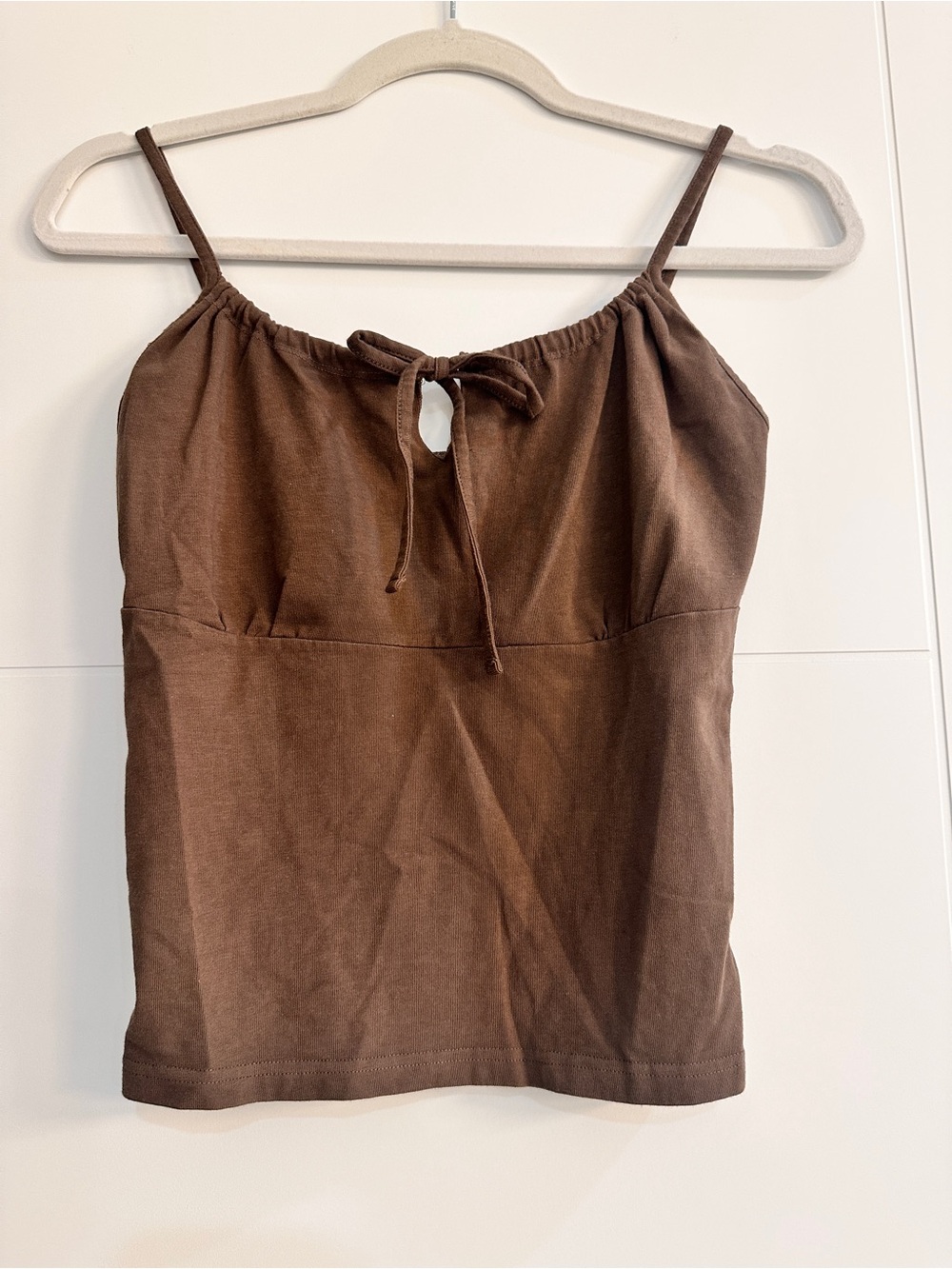 J. Galt Brown Spaghetti Strap Tie-Front Tank Top